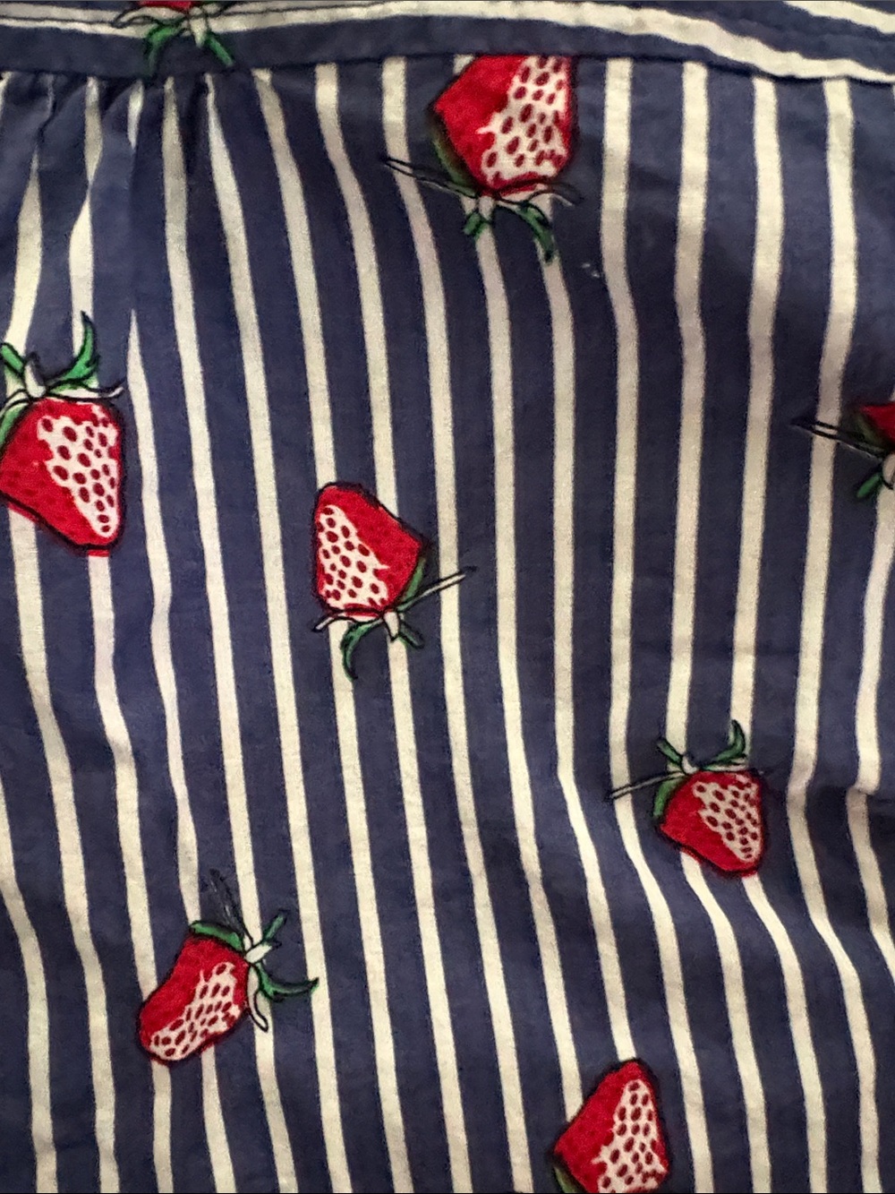 Modcloth Navy & White Striped Blouse with Red Strawberry Print - Picture 3 of 4